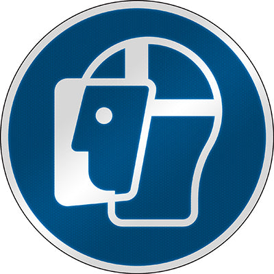 Brady M/M013/Nt/Rfl-Dia395-1 ISO Safety Sign - Wear face shield 303108