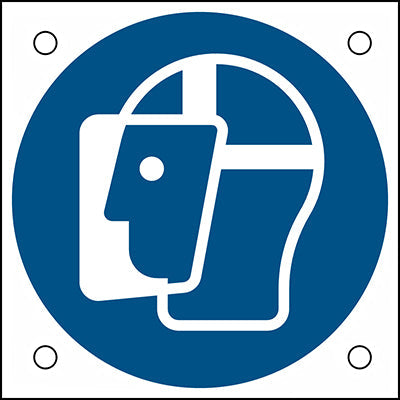 Brady M/M013/Nt/Alu05-50X50-1 ISO Safety Sign - Wear face shield 302684