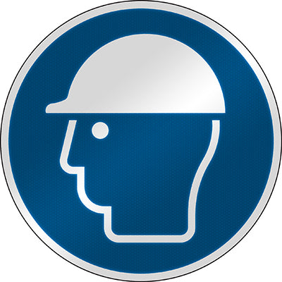 Brady M/M014/Nt/Rfl-Dia395-1 ISO Safety Sign - Wear head protection 303113