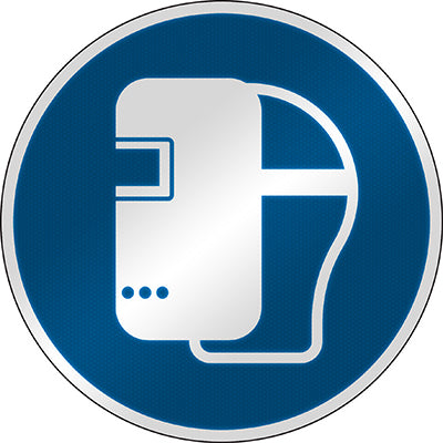Brady M/M019/Nt/Rfl-Dia395-1 ISO Safety Sign - Wear welding mask 303138
