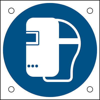 Brady M/M019/Nt/Alu05-50X50-1 ISO Safety Sign - Wear welding mask 302688