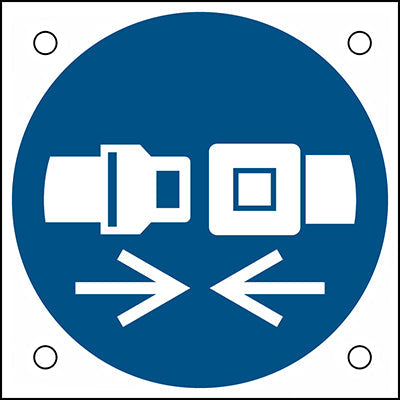 Brady M/M020/Nt/Alu05-50X50-1 ISO Safety Sign - Wear safety belts 302689