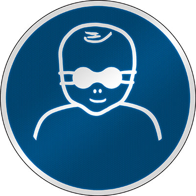 Brady M/M025/Nt/Rfl-Dia395-1 ISO Safety Sign - Infants must be protected with opaque eye protection 303168
