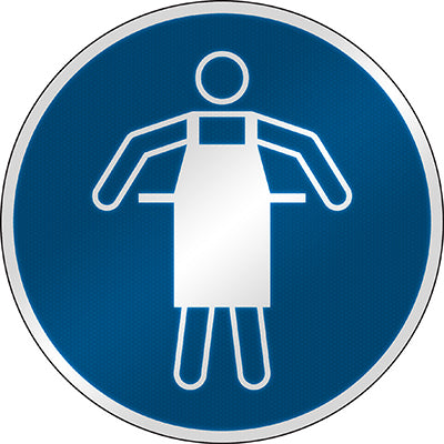 Brady M/M026/Nt/Rfl-Dia395-1 ISO Safety Sign - Use protective apron 303173