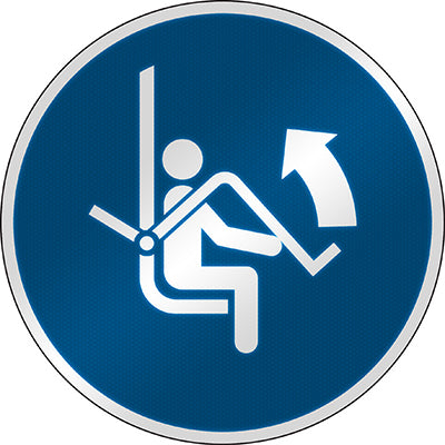 Brady M/M034/Nt/Rfl-Dia395-1 ISO Safety Sign - Open safety bar of chairlift 303213