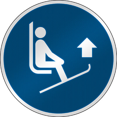 Brady M/M036/Nt/Rfl-Dia395-1 ISO Safety Sign -  Lift ski tips 303223