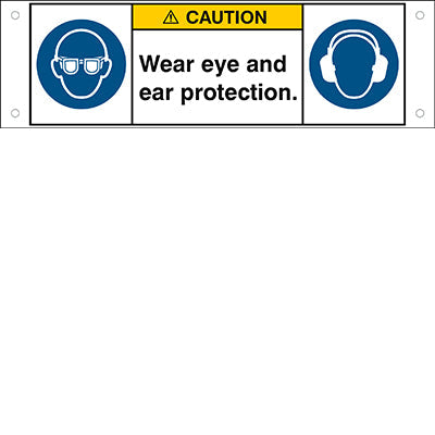 Brady M/M004/M003/En425-Alu05-170X50/1-B ISO Safety Sign - Wear eye protection/Wear ear protection 302783