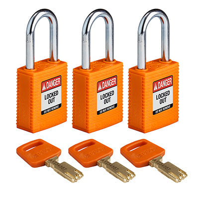 Brady Nyl-Org-38St-Ka3Pk SafeKey Padlocks - Nylon 150364