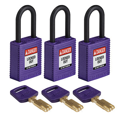 Brady Nyl-Prp-38Pl-Ka3Pk SafeKey Padlocks - Nylon 150353