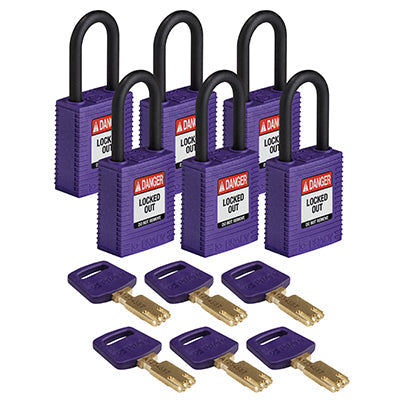 Brady Nyl-Prp-38Pl-Kd6Pk SafeKey Padlocks - Nylon 150350