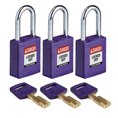 Brady Nyl-Prp-38St-Ka3Pk SafeKey Padlocks - Nylon 150229
