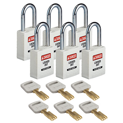 Brady Nyl-Wht-38St-Kd6Pk SafeKey Padlocks - Nylon 150292