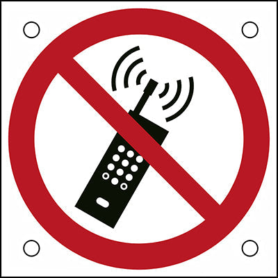 Brady P/P013/Nt/Alu05-50X50-1 ISO Safety Sign - No activated mobile phones 302704