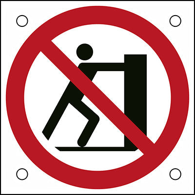 Brady P/P017/Nt/Alu05-50X50-1 ISO Safety Sign - No pushing 302708