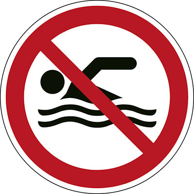 Brady P/P049/Nt/Pe-Dia100-1 ISO Safety Sign - No swimming 239085