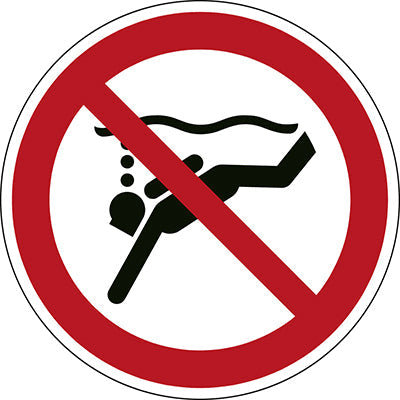 Brady P/P051/Nt/Pe-Dia200-1 ISO Safety Sign - No sub-aqua diving 239187