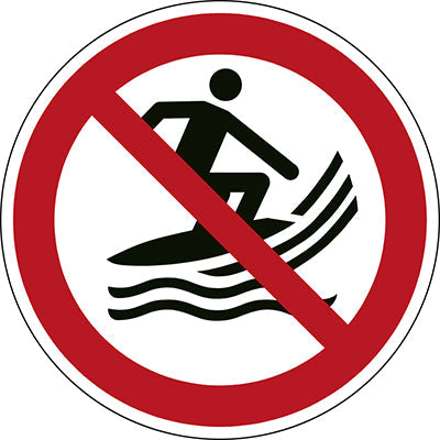 Brady P/P059/Nt/Pe-Dia50-2 ISO Safety Sign - No surf craft 240697