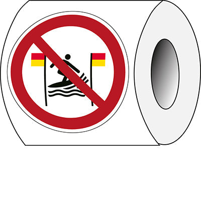 Brady P/P064/Nt/Pe-Dia100-250 ISO Safety Sign - No surfing between the red-and-yellow flags 241291