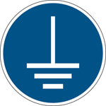 Brady Pic M005-Dia 050-Pe-Roll/1 ISO Safety Sign - Connect an earth terminal to the ground 818566