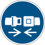 Brady Pic M020-Dia 315-Pe-Crd/1 ISO Safety Sign - Wear safety belts 820806