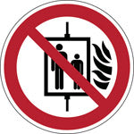 Brady Pic P020-Dia 015-Pe-Sheet/1 ISO Safety Sign - Do not use lift in the event of fire 824374