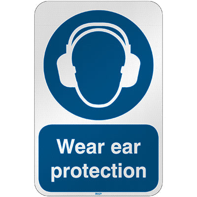 Brady M/M003/En271/Rfl-390X590-1 ISO Safety Sign - Wear ear protection 303059