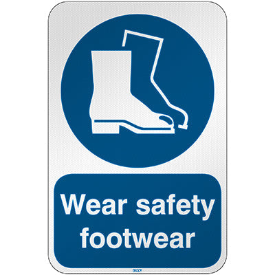 Brady M/M008/En284/Rfl-390X590-1 ISO Safety Sign - Wear safety footwear 303084