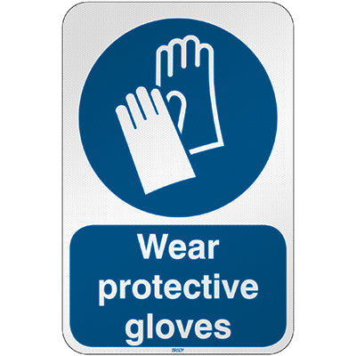 Brady M/M009/En281/Rfl-390X590-1 ISO Safety Sign - Wear protective gloves 303089