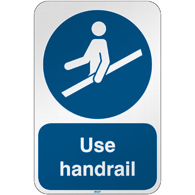 Brady M/M012/En239/Rfl-390X590-1 ISO Safety Sign - Use handrail 303104