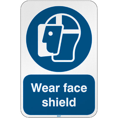 Brady M/M013/En274/Rfl-390X590-1 ISO Safety Sign - Wear face shield 303109