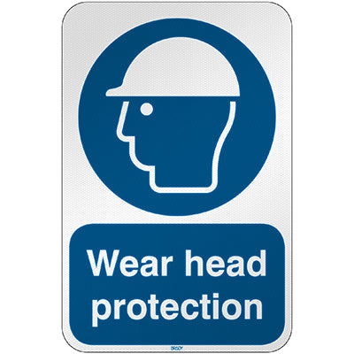 Brady M/M014/En278/Rfl-390X590-1 ISO Safety Sign - Wear head protection 303114