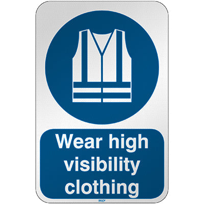 Brady M/M015/En279/Rfl-390X590-1 ISO Safety Sign - Wear high visibility clothing 303119