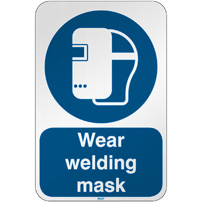 Brady M/M019/En286/Rfl-390X590-1 ISO Safety Sign - Wear welding mask 303139