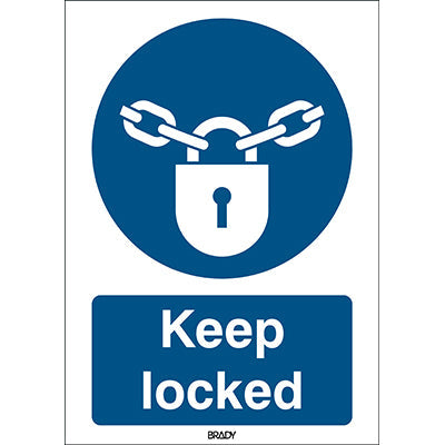 Brady M/M028/En42/Tm-297X420-1 ISO Safety Sign - Keep locked 199204