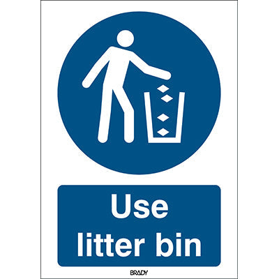 Brady M/M030/En405/Tm-297X420-1 ISO Safety Sign - Use litter bin 199231