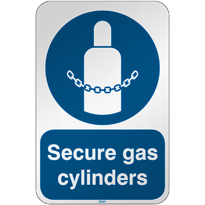 Brady M/M046/En518/Rfl-390X590-1 ISO Safety Sign - Secure gas cylinders 303274