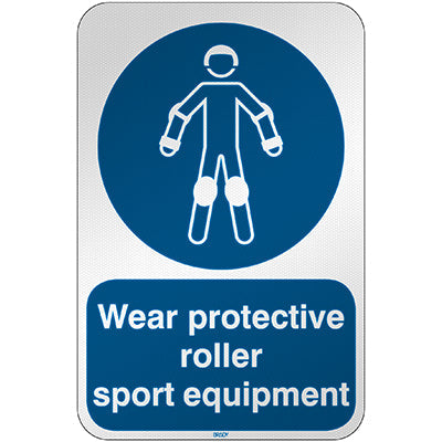 Brady M/M049/En521/Rfl-390X590-1 ISO Safety Sign - Wear protective roller sport equipment 303289