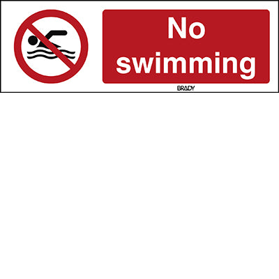 Brady P/P049/En467/Pe-150X50-1 ISO Safety Sign - No swimming 239098