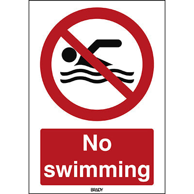 Brady P/P049/En467/Pe-210X297-1 ISO Safety Sign - No swimming 239103