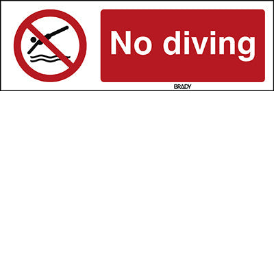 Brady P/P052/En470/Alu-150X50-1 ISO Safety Sign - No diving 239413