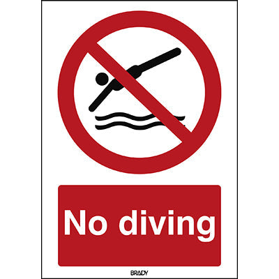 Brady P/P052/En470/Pe-210X297-1 ISO Safety Sign - No diving 239404