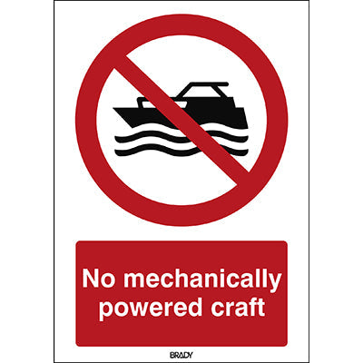 Brady P/P056/En474/Pe-210X297-1 ISO Safety Sign - No mechanically powered craft 239808