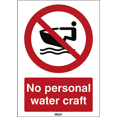 Brady P/P057/En475/Alu-297X420-1 ISO Safety Sign - No personal water craft 239922