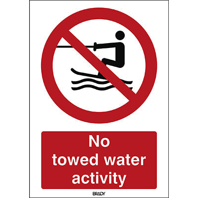 Brady P/P058/En476/Alu-210X297-1 ISO Safety Sign - No towed water activity 240183