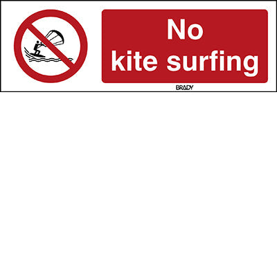 Brady P/P065/En483/Pe-150X50-1 ISO Safety Sign - No kite surfing 241499