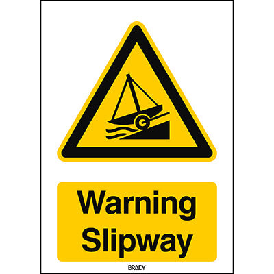 Brady W/W044/En487/Pp-297X420-1 ISO Safety Sign - Warning Slipway 300498