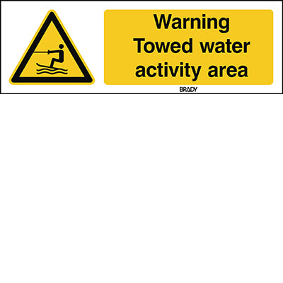 Brady W/W045/En488/Pp-600X200-1 ISO Safety Sign - Warning Towed water activity area 300586