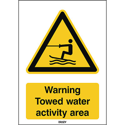 Brady W/W045/En488/Alu-148X210-1 ISO Safety Sign - Warning Towed water activity area 300593