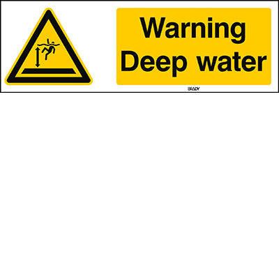 Brady W/W047/En490/Alu-450X150-1 ISO Safety Sign - Warning Deep water 300775
