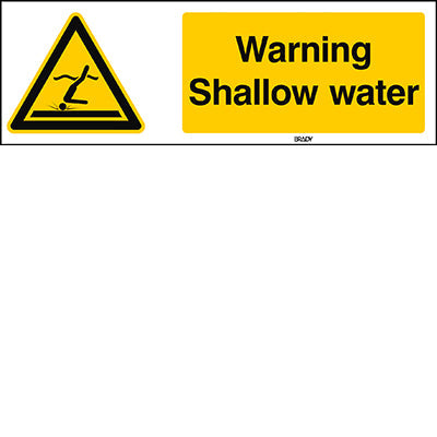 Brady W/W048/En491/Pe-297X105-1 ISO Safety Sign - Warning Shallow water 300849